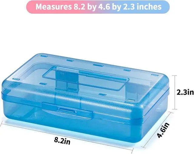 Alt view image 2 of 6 - Sooez 3 Pack Pencil Case, Large Hard Pencil Box Bulk, Clear Crayon Box | Marker Pen Organizer, Plastic Storage Container with Snap Lid, Art Craft Organizer Back to School Supplies, Colorful