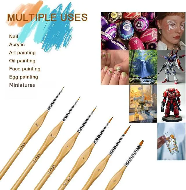 Alt view image 6 of 7 - 6Pcs Miniature Paint Brushes Set with Triangular Handles - for Acrylics, Oils, Watercolors & Paint by Number, Figurine2PACK