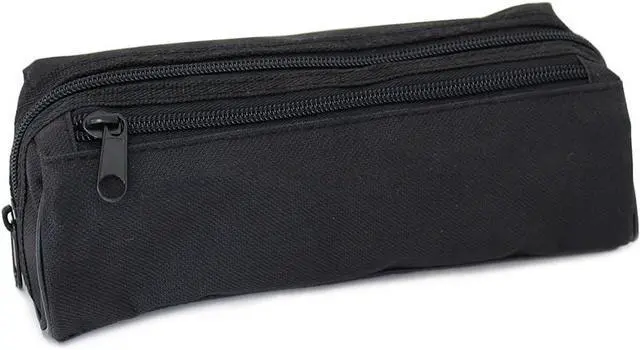 Main image of Fashion Stationery Black Pencil Case, Large Capacity, 2 Compartments