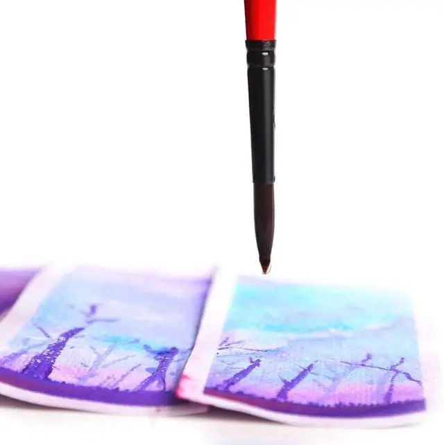 Alt view image 6 of 7 - Transon Round Paint Brush Set 9pcs Synthetic Sable Hair for Acrylic Painting Watercolor Painting Gouache Ink Craft and Detail Painting