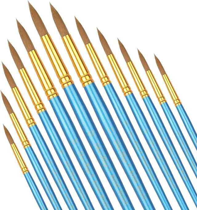 Main image of 12pcs Round Paint Brushes Watercolor Brushes Round Water Color Paintbrushes for Acrylic Painting Artist Body Face Oil Paint Brush for Model Rock Craft Canvas Nail Art Miniature