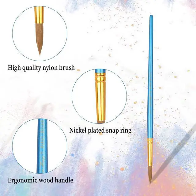 Alt view image 4 of 7 - 12pcs Round Paint Brushes Watercolor Brushes Round Water Color Paintbrushes for Acrylic Painting Artist Body Face Oil Paint Brush for Model Rock Craft Canvas Nail Art Miniature