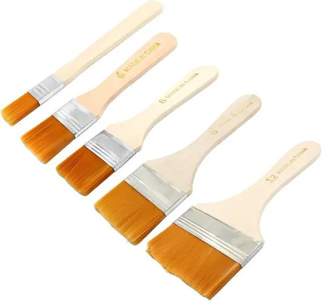 Alt view image 3 of 5 - Hitefu 12 Pcs 1.8 Inch Flat Paint Brushes | Nylon Bristle, Wood Handle, Oil Canvas Watercolor, Wall Door Cabinets Furniture Fences
