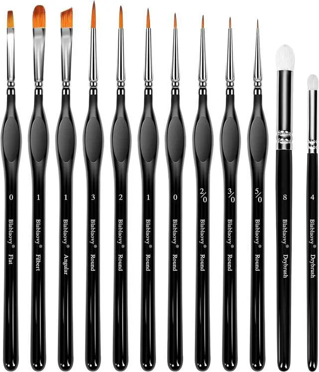 Main image of 12pcs Miniature Paint Brushes Drybrush Set with Triangular Handles | Detail Paint Brushes for Acrylics, Watercolor, Figurines Model, Face Painting, Piant by Number Kit for Adults