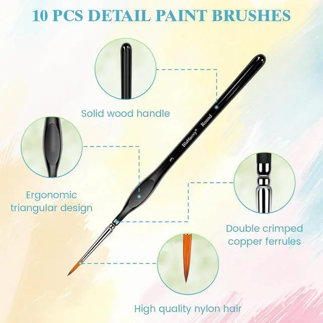 Alt view image 5 of 7 - 12pcs Miniature Paint Brushes Drybrush Set with Triangular Handles | Detail Paint Brushes for Acrylics, Watercolor, Figurines Model, Face Painting, Piant by Number Kit for Adults