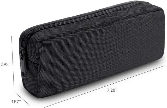 Alt view image 6 of 6 - Pencil Pen Case, Big Capacity Pencil Pouch Makeup Bag Durable Office Stationery Organizer - Black