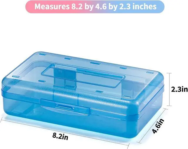 Alt view image 2 of 6 - Sooez Pencil Case, Pencil box, Crayon box, Back to School Supplies | Clear, Plastic, Large, Snap-tight Lid, Stackable, Hard, Small Storage Box Art Craft Marker School Box Organizer for Boys Girl