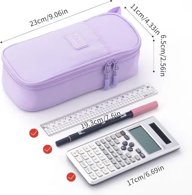 Alt view image 5 of 6 - CICIMELON Durable Pen Pencil Case Big Storage Pen Pouch Bag for School Supplies Office College Teen Girls Adults, Purple
