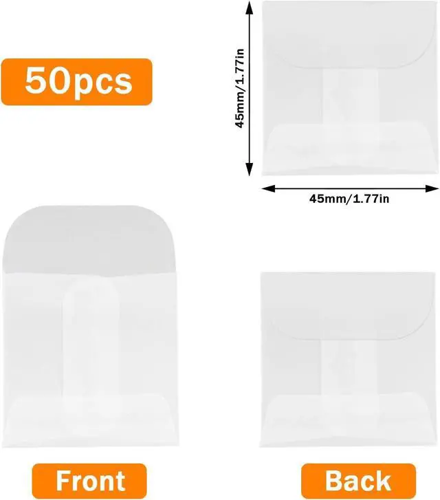 Alt view image 2 of 7 - Antrader Glassine Envelopes for Stamps,Small Flat Paper Bag,1.77" x 1.77" | 50Pcs Paper Bag for Cards Ticket Gift Letter Photo Coins Seeds Stamp