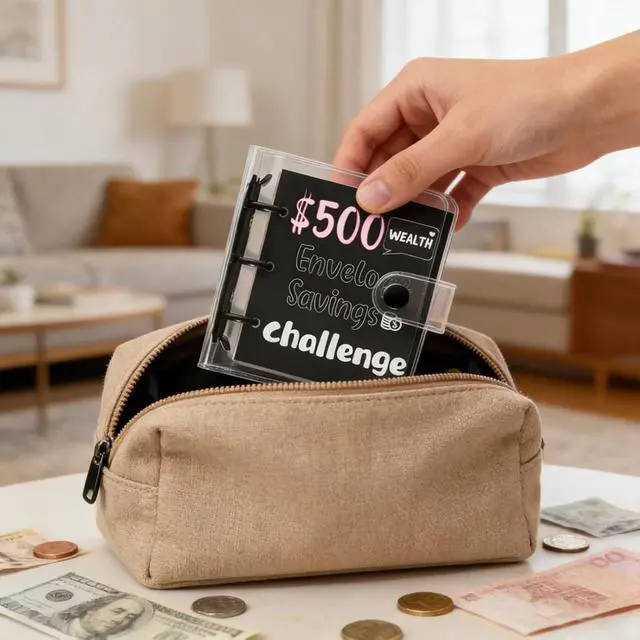 Alt view image 5 of 7 - Mini Money Saving Binder with 25 Cash Envelopes $500 Money Saving Challenge Reusable Savings Challenges Budget Book with Stickers, Savings Binder, Gifts for Christmas, New Year (Saving 500)