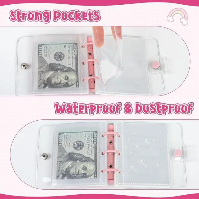 Alt view image 4 of 7 - Mini Money Saving Binder with 25 Envelopes, $1000 Savings Challenge Book | Portable for Budgeting Cash Planner,School Class Prize Gift (Pink, $1000)