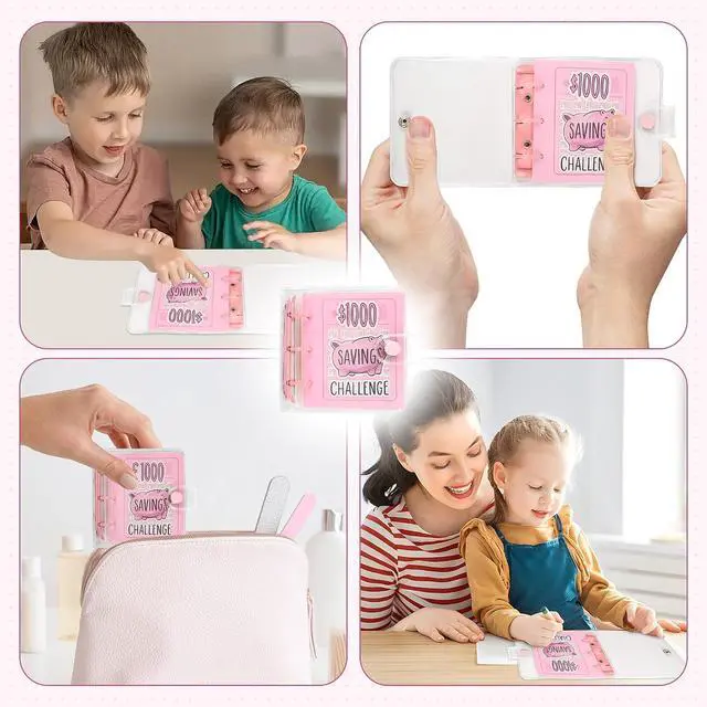 Alt view image 7 of 7 - Mini Money Saving Binder with 25 Envelopes, $1000 Savings Challenge Book | Portable for Budgeting Cash Planner,School Class Prize Gift (Pink, $1000)
