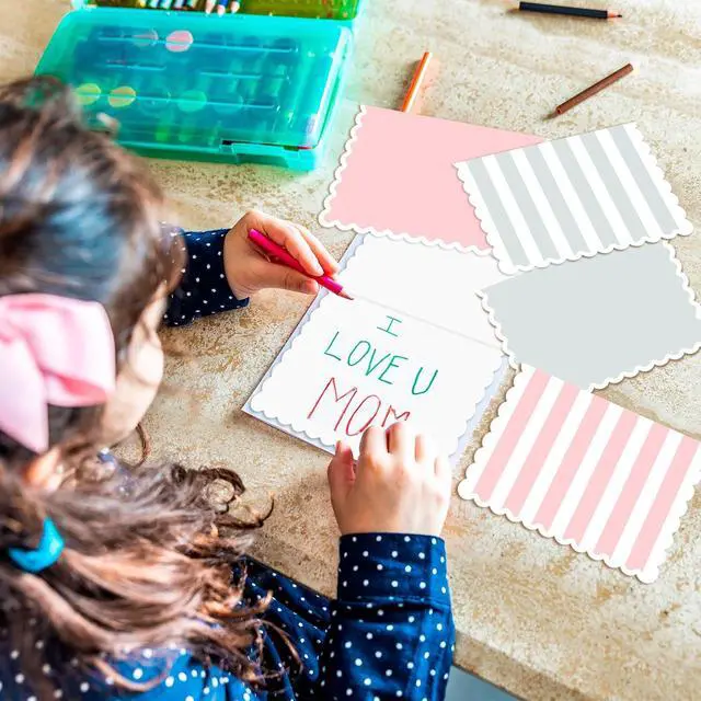 Alt view image 2 of 7 - AZAZA Blank Cards and Envelopes 24 Pack,3.5x5 Mini Striped Greeting Cards,Blank Note Cards for Baby Shower,Wedding Thank You Cards,Bridal Shower,Small Quick Notes (Pink and Gray)