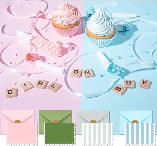 Alt view image 7 of 7 - AZAZA Blank Cards and Envelopes 24 Pack,3.5x5 Mini Striped Greeting Cards,Blank Note Cards for Baby Shower,Wedding Thank You Cards,Bridal Shower,Small Quick Notes (Pink and Gray)