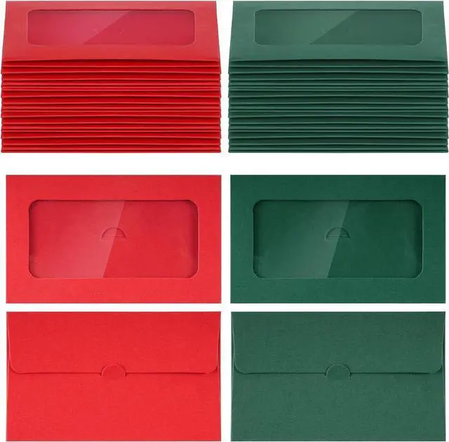 Main image of 100pcs Gift Cards Envelopes Blank Sleeves Cards Holder Red Green | Small Envelopes, Mini, for Business, Christmas, 4x2.4inch