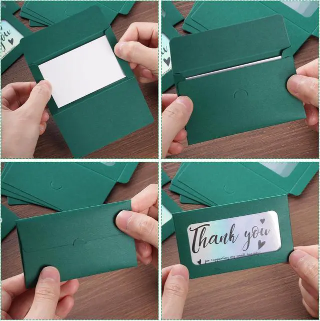 Alt view image 2 of 6 - 100pcs Gift Cards Envelopes Blank Sleeves Cards Holder Red Green | Small Envelopes, Mini, for Business, Christmas, 4x2.4inch