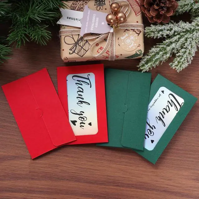 Alt view image 4 of 6 - 100pcs Gift Cards Envelopes Blank Sleeves Cards Holder Red Green | Small Envelopes, Mini, for Business, Christmas, 4x2.4inch