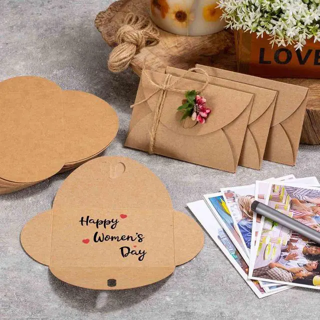Alt view image 3 of 6 - Primbeeks 100 Pcs Premium Gift Card Envelopes, 4 x 2.8 inch Gift Card Holders, Mini Seed Kraft Paper Cute Envelopes with Heart Clasp for Gift Cards, Weddings Favors, Party Favors
