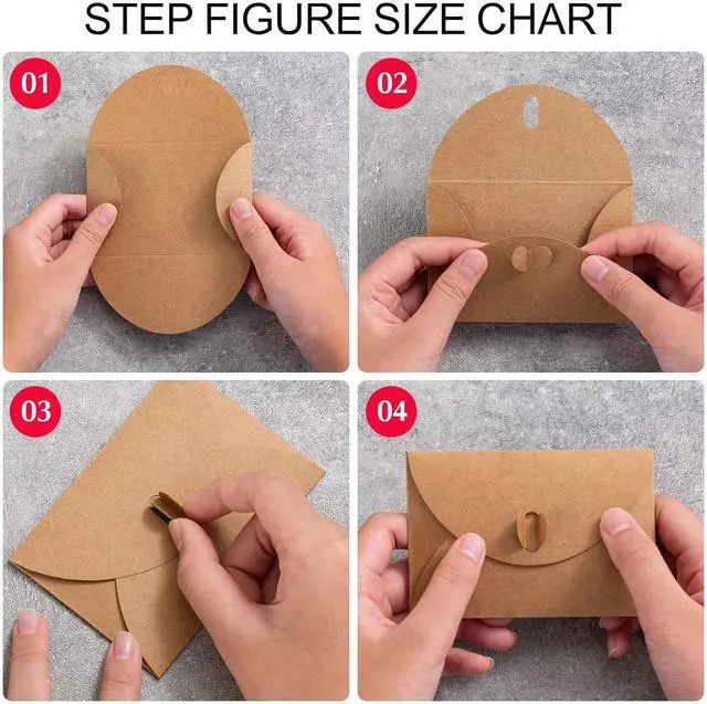 Alt view image 6 of 6 - Primbeeks 100 Pcs Premium Gift Card Envelopes, 4 x 2.8 inch Gift Card Holders, Mini Seed Kraft Paper Cute Envelopes with Heart Clasp for Gift Cards, Weddings Favors, Party Favors