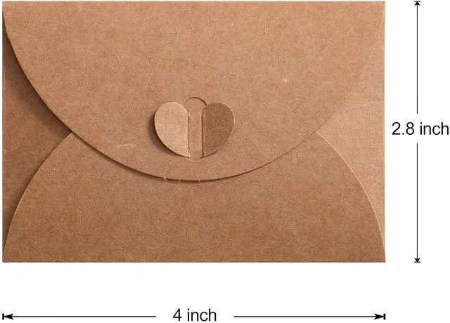 Alt view image 2 of 6 - Primbeeks 100 Pcs Premium Gift Card Envelopes, 4 x 2.8 inch Gift Card Holders, Mini Seed Kraft Paper Cute Envelopes with Heart Clasp for Gift Cards, Weddings Favors, Party Favors