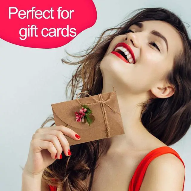 Alt view image 4 of 6 - Primbeeks 100 Pcs Premium Gift Card Envelopes, 4 x 2.8 inch Gift Card Holders, Mini Seed Kraft Paper Cute Envelopes with Heart Clasp for Gift Cards, Weddings Favors, Party Favors