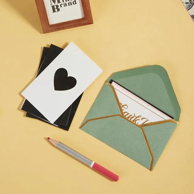 Alt view image 7 of 7 - 100 Pieces Mini Gift Card Envelopes with Stickers, Sage Green, 4x2.7 Inches | Self-Adhesive, Small Envelopes, Gold Border, For Blank Note Cards, For Business Gift Cards