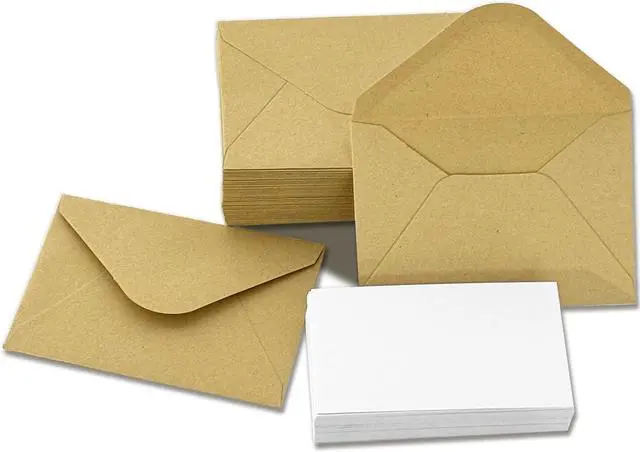 Main image of 50 Packs Gift Card Envelopes with Blank Cards (Brown) | 4x2.75 Mini Envelopes Business card envelope Small Envelope