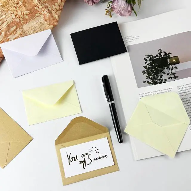 Alt view image 3 of 7 - 50 Packs Gift Card Envelopes with Blank Cards (Brown) | 4x2.75 Mini Envelopes Business card envelope Small Envelope