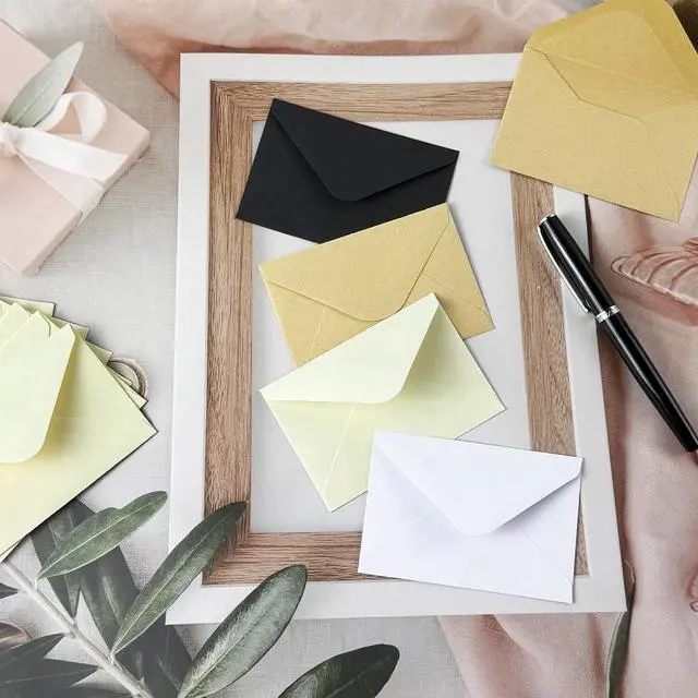 Alt view image 4 of 7 - 50 Packs Gift Card Envelopes with Blank Cards (Brown) | 4x2.75 Mini Envelopes Business card envelope Small Envelope