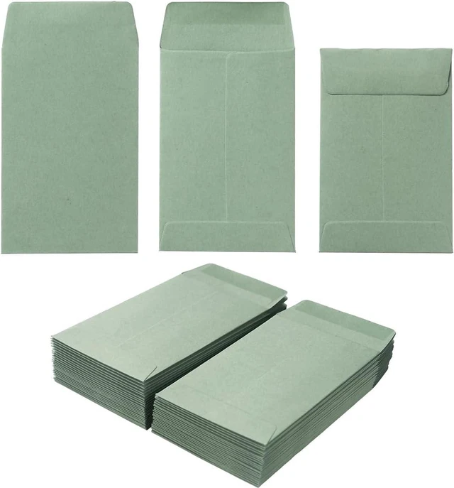 Main image of 100 Pieces Sage Green Small Coin Envelopes Self-Adhesive for Garden, Office or Wedding, 2.25x3.5 inches | Self-Adhesive, For Seed, For Garden, Office or Wedding