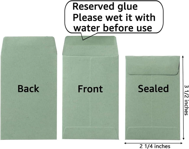Alt view image 2 of 7 - 100 Pieces Sage Green Small Coin Envelopes Self-Adhesive for Garden, Office or Wedding, 2.25x3.5 inches | Self-Adhesive, For Seed, For Garden, Office or Wedding