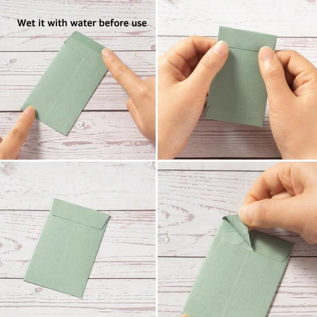 Alt view image 5 of 7 - 100 Pieces Sage Green Small Coin Envelopes Self-Adhesive for Garden, Office or Wedding, 2.25x3.5 inches | Self-Adhesive, For Seed, For Garden, Office or Wedding
