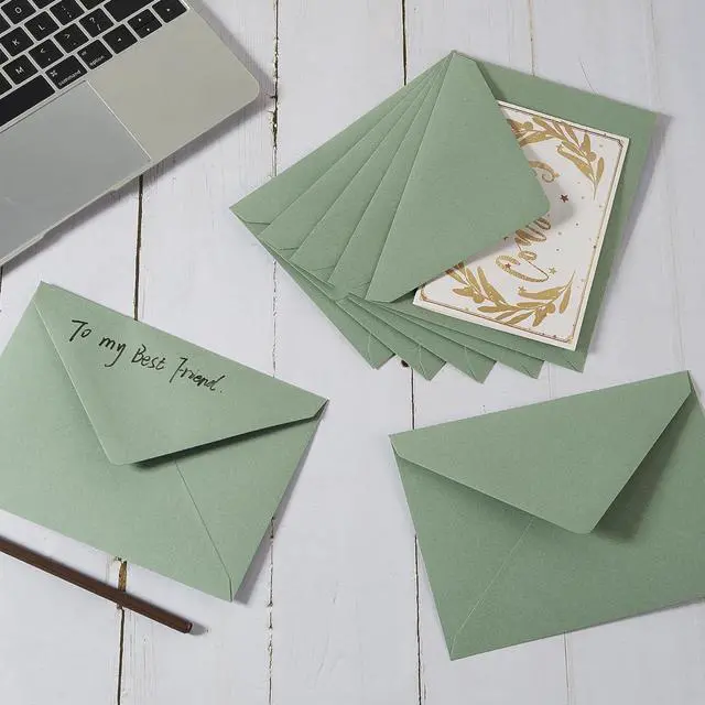 Alt view image 3 of 7 - 50 Pieces Sage Green A6 Envelopes for 4x6 Cards, 6 1/2 x 4 3/4 Inches | For 4 x 6 Greeting Cards, Wedding Invitation Cards, Birthday Party Invitations