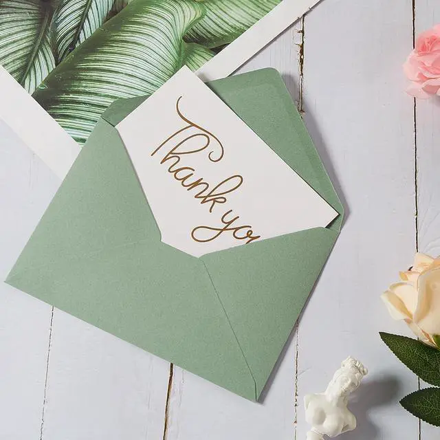 Alt view image 4 of 7 - 50 Pieces Sage Green A6 Envelopes for 4x6 Cards, 6 1/2 x 4 3/4 Inches | For 4 x 6 Greeting Cards, Wedding Invitation Cards, Birthday Party Invitations