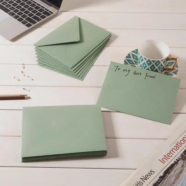 Alt view image 5 of 7 - 50 Pieces Sage Green A6 Envelopes for 4x6 Cards, 6 1/2 x 4 3/4 Inches | For 4 x 6 Greeting Cards, Wedding Invitation Cards, Birthday Party Invitations