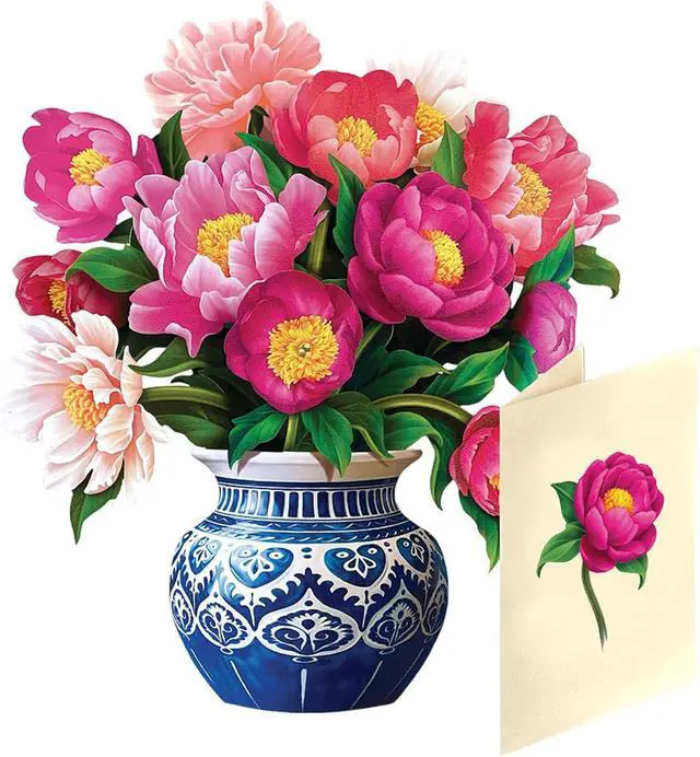 Main image of Freshcut Paper Mini Peony Paradise 5.5 Inch Life-Sized 3D Pop Up Card Birthday, Mothers Day, Thank You, Gifts for Mom and Her Includes Notecard and Envelope