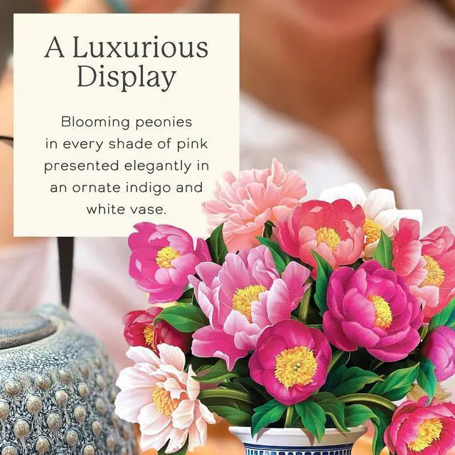 Alt view image 3 of 6 - Freshcut Paper Mini Peony Paradise 5.5 Inch Life-Sized 3D Pop Up Card Birthday, Mothers Day, Thank You, Gifts for Mom and Her Includes Notecard and Envelope