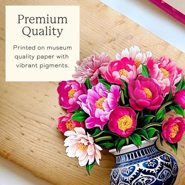 Alt view image 5 of 6 - Freshcut Paper Mini Peony Paradise 5.5 Inch Life-Sized 3D Pop Up Card Birthday, Mothers Day, Thank You, Gifts for Mom and Her Includes Notecard and Envelope