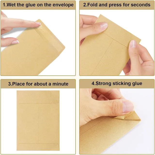 Alt view image 6 of 7 - 100 Pack Coin Envelope 3.23"×4.53",Brown Kraft Small Envelopes,Fully sealed seed envelopeKraft Small Coin Envelopes,Seed Envelopes, Mini Envelope for Office, Home, School