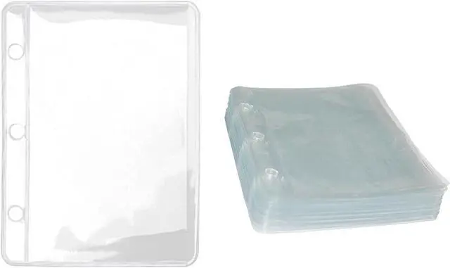 Main image of 24 A9 Binder Pockets Clear Zipless Card Holder | Clear 3 Holes Mini Planner Inserts 2"x3.5" Sheet Protectors for Binders Accessories Organizer