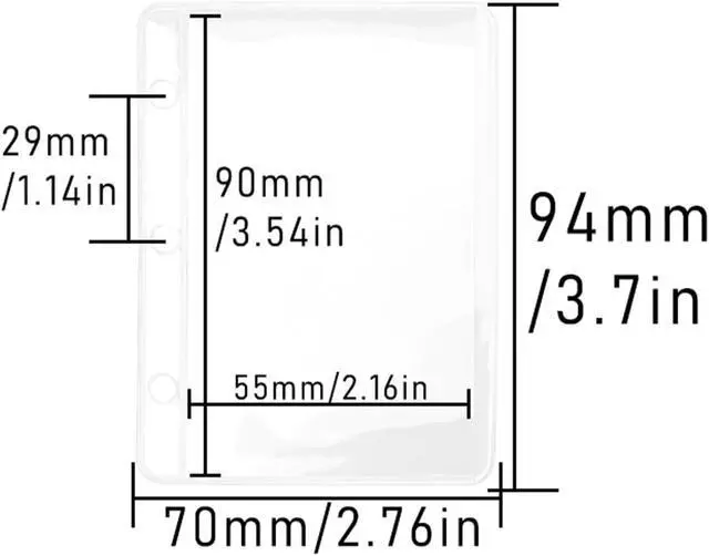 Alt view image 3 of 7 - 24 A9 Binder Pockets Clear Zipless Card Holder | Clear 3 Holes Mini Planner Inserts 2"x3.5" Sheet Protectors for Binders Accessories Organizer