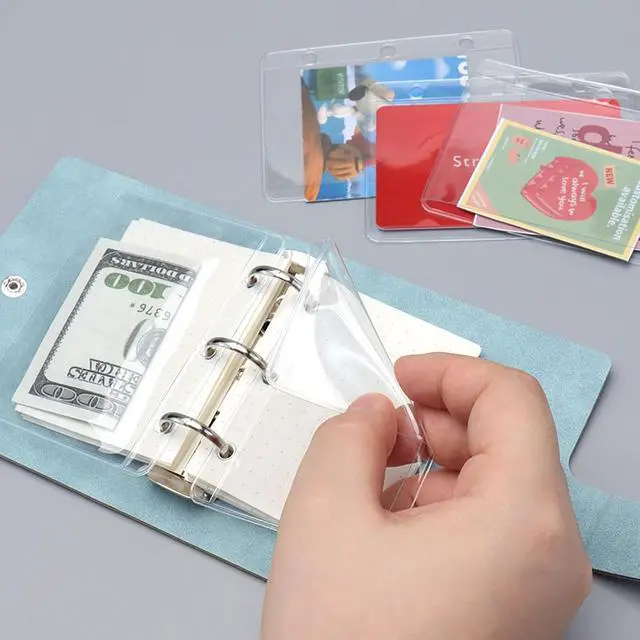 Alt view image 4 of 7 - 24 A9 Binder Pockets Clear Zipless Card Holder | Clear 3 Holes Mini Planner Inserts 2"x3.5" Sheet Protectors for Binders Accessories Organizer