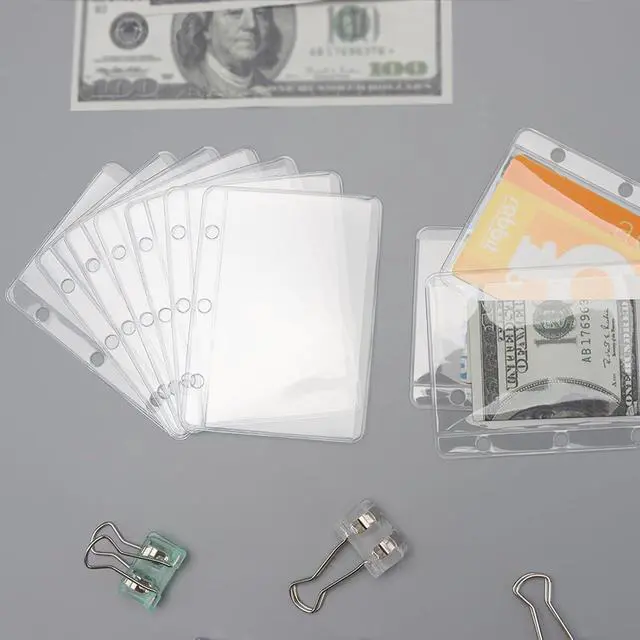 Alt view image 6 of 7 - 24 A9 Binder Pockets Clear Zipless Card Holder | Clear 3 Holes Mini Planner Inserts 2"x3.5" Sheet Protectors for Binders Accessories Organizer