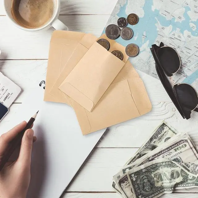 Alt view image 6 of 7 - ACSTEP #1 Kraft Seed Envelopes 2-1/4 x 3-1/2 Small Coin Envelopes 100 Pack | 2x3 Mini Envelopes Self Adhesive Water Glummed Tiny Envelopes for Seeds, Keys, Tips and Small Parts, Home and Office