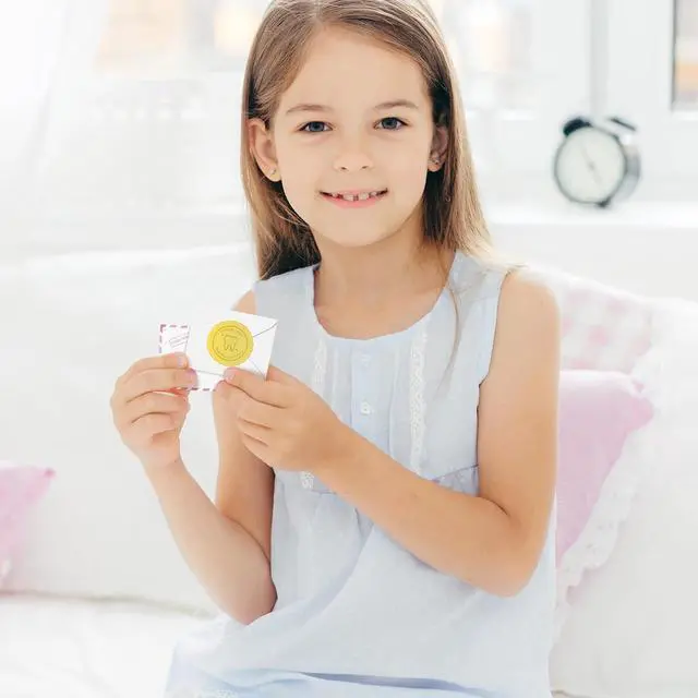 Alt view image 6 of 7 - Mini Tooth Receipt Set - 20 Set Pink Tooth Cards with Envelope and Fairy Letter for Kids, Lost Teeth Certificate Keepsake Postmark Gift Bag with Seal Stickers for Girls Boys Home School Award