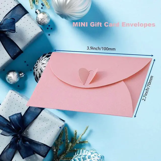 Alt view image 2 of 5 - 20 Pcs Gift Card Envelopes with Heart Shaped Clasp, Cute Mini Envelopes (3.9 x 2.7 inch) Perfect for Gift Cards, Love Letters, Wedding Greeting Party, Parties and Favors, PINK