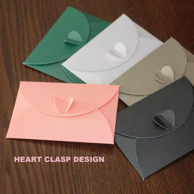 Alt view image 4 of 5 - 20 Pcs Gift Card Envelopes with Heart Shaped Clasp, Cute Mini Envelopes (3.9 x 2.7 inch) Perfect for Gift Cards, Love Letters, Wedding Greeting Party, Parties and Favors, PINK