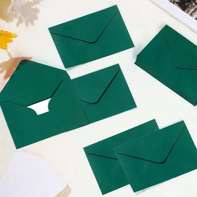 Alt view image 3 of 7 - 100Sets Small Gift Card Envelopes with Blank Cards 2.7 x 4 Inch Green | for Invitation, Greeting Cards, Engagement, Wedding, Holiday, Valentines Day, Business, Graduations, Bulk, Mini