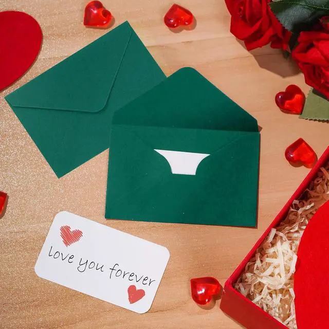 Alt view image 4 of 7 - 100Sets Small Gift Card Envelopes with Blank Cards 2.7 x 4 Inch Green | for Invitation, Greeting Cards, Engagement, Wedding, Holiday, Valentines Day, Business, Graduations, Bulk, Mini