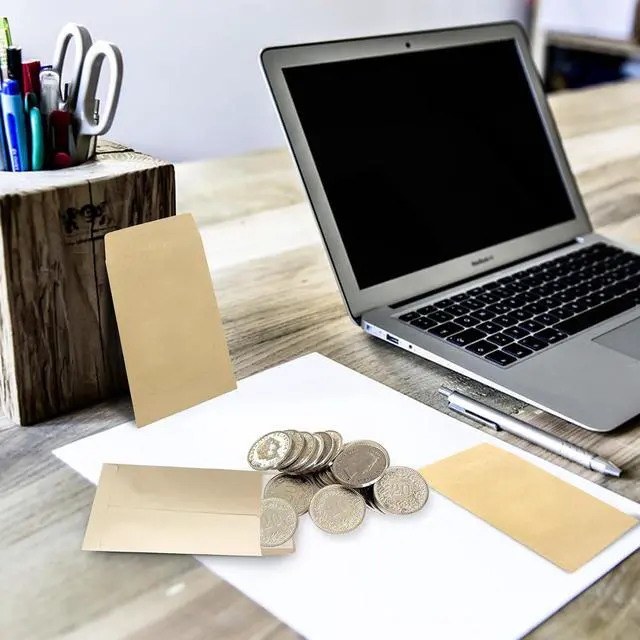 Alt view image 5 of 7 - 100 Pack Kraft Small Coin Envelopes, 3.23"4.53", Brown, Fully Sealed Seed Envelopes; Mini Envelopes for Office, Home, School
